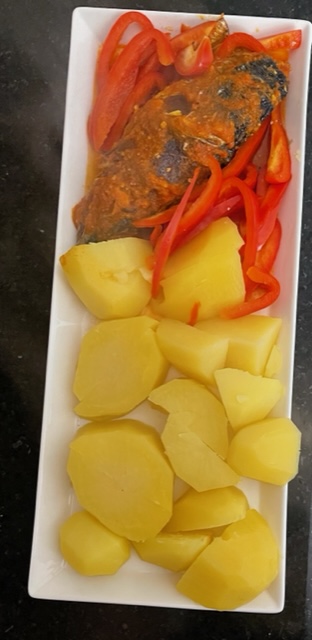 Steamed Potatoes and Mackerel in sauce