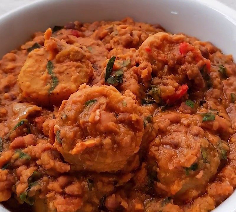 Beans  Porridge and Plantain + Beef Stew